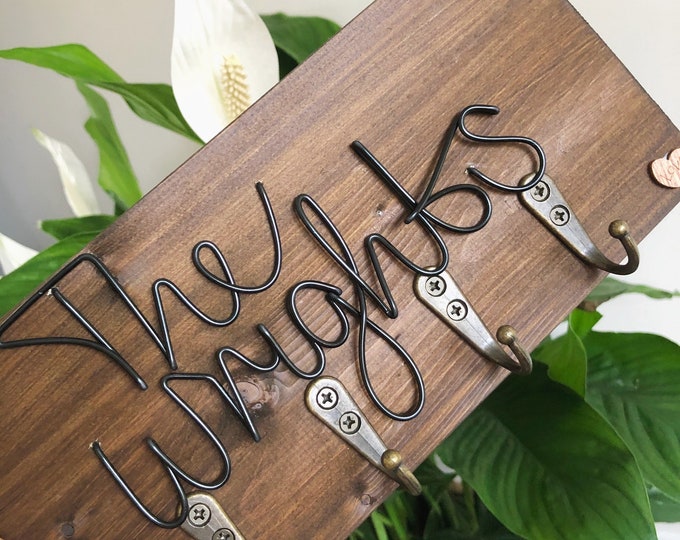 Family name Keyhook • New home gifts • key hooks • wooden key hook • wedding gifts • first home • his and hers • gifts • sentimental gifts •