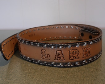 Vintage Tooled Leather Belt 34 fits 1 1/2" buckle