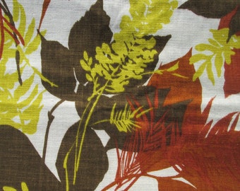 Vintage 60s 70s Fabric Linen Cotton Floral fabric By The Yard