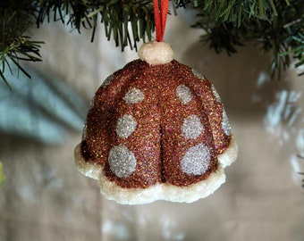 Handmade Christmas Ornament Paper Mache Glitter Christmas Ornaments One of a kind