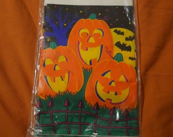 Vintage Halloween Crepe Paper Tablecloth 54" x 96"
