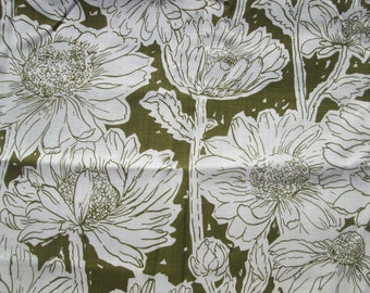 Vintage Designer Fabric 1970s 80s David & Dash Floral Cotton Fabric By The Yard