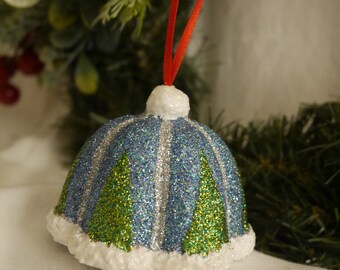 Artisan Handmade Christmas Ornament One of a kind Paper Mache Christmas Glitter Ornaments