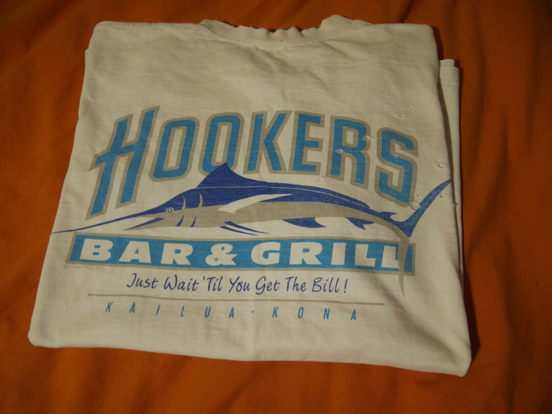 Vintage Trashed Crazy Shirt Hawaii Hookers Bar & Grill Kailua Kona