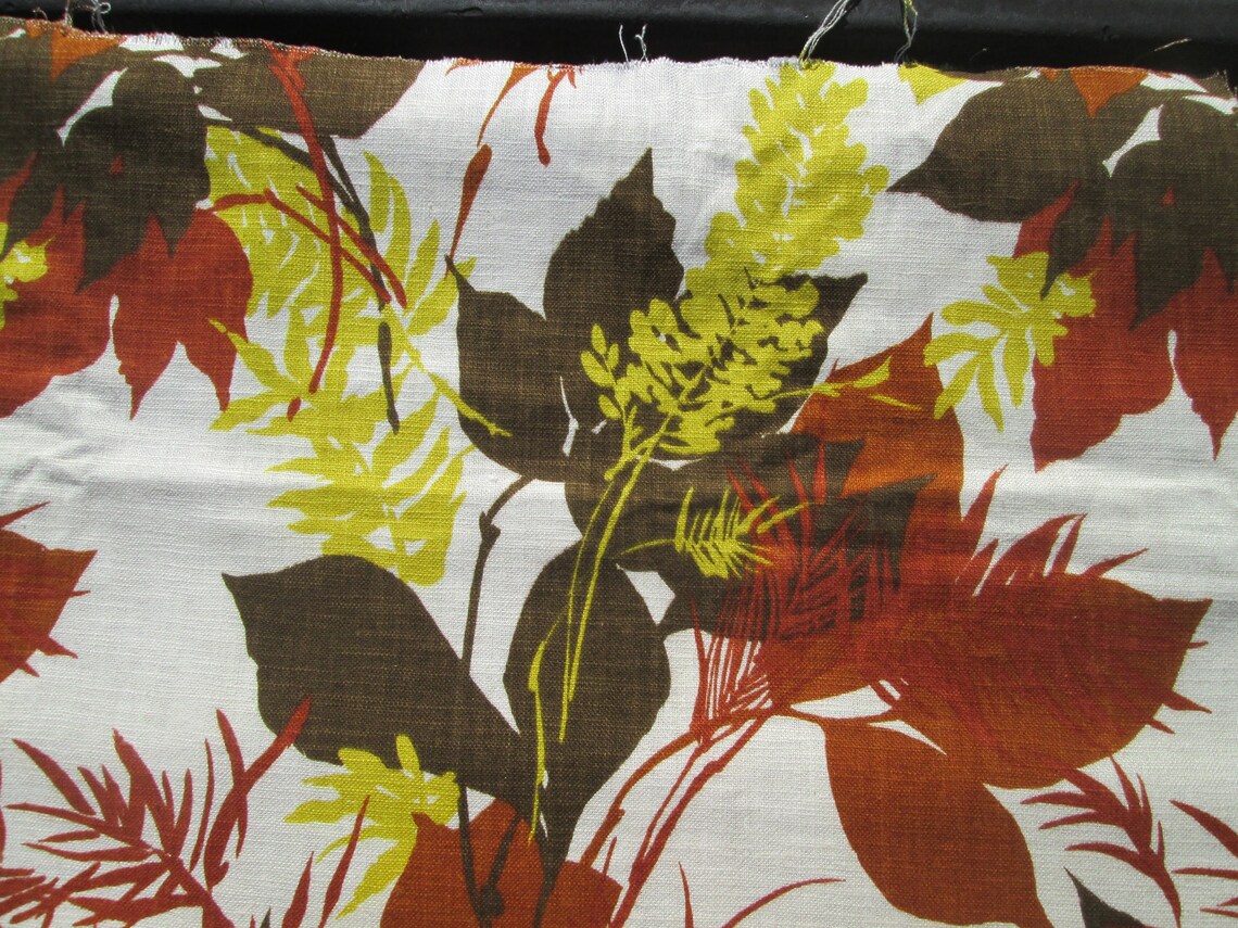 Vintage 60s 70s Fabric Linen Cotton Floral Fabric by the Yard | Etsy
