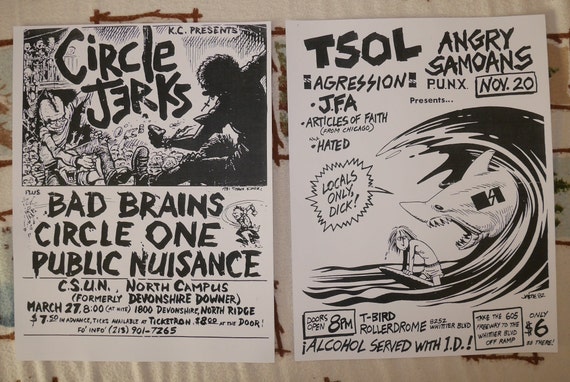 Vintage Punk Rock Posters Circle Jerks TSOL Bad Brains Early 1980s
