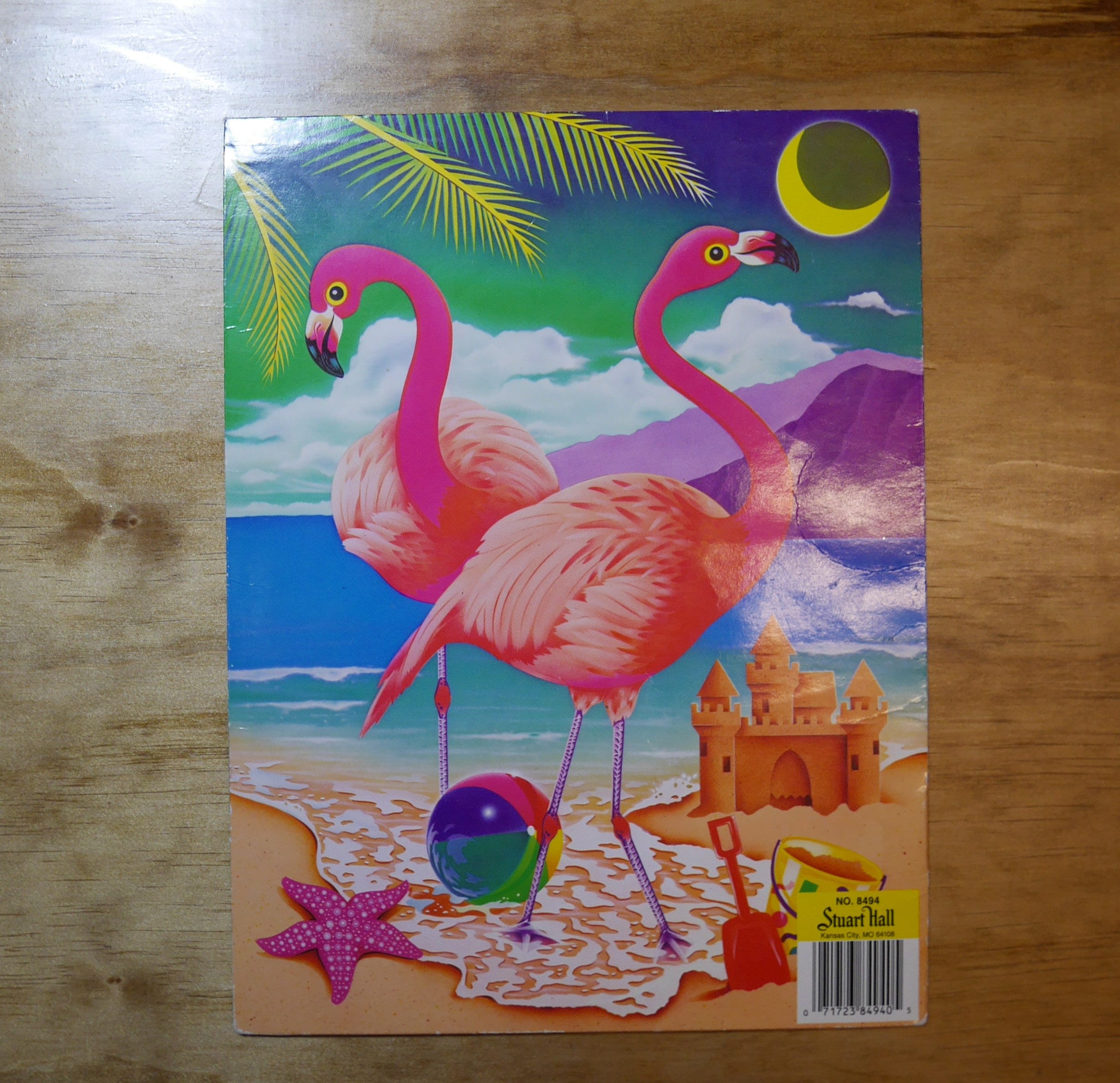Rare HTF Vintage 1988 Pop Art Lisa Frank Pink Flamingo Beach
