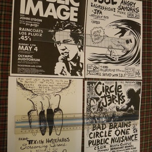 Vintage Punk Rock Flyers Public Image Red Hot Chili Peppers Circle Jerks TSOL