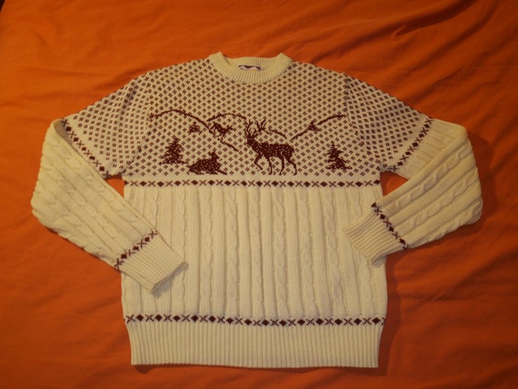 Vintage Christmas Sweater Acrylic Ski Sweater