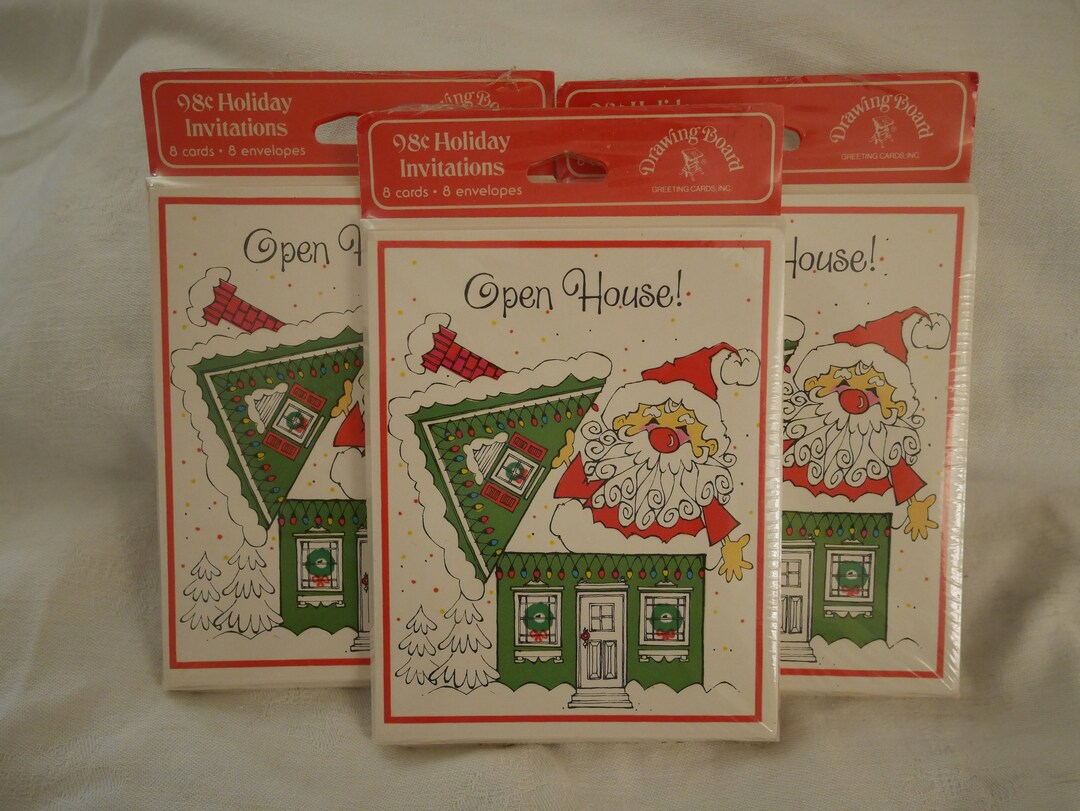 Vintage Christmas Party Invitations Greeting Cards Lot of 24 New Old