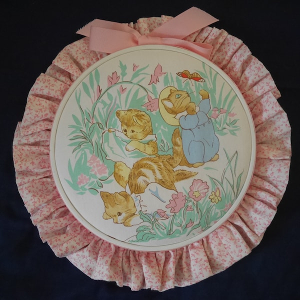 Vintage Wall Hanging for Baby Nursrey Kittens Hand Made and Really cute Three Little Kittens