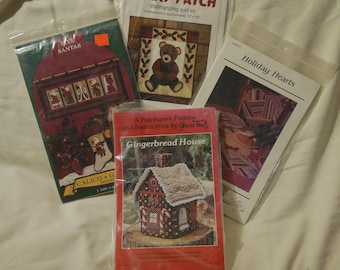 Lot of 4 Sewing Patterns Christmas Holiday patterns Wall Quilt or Stocking or more