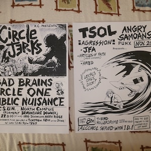 Vintage Punk Rock Posters Circle Jerks TSOL Bad Brains Early 1980s