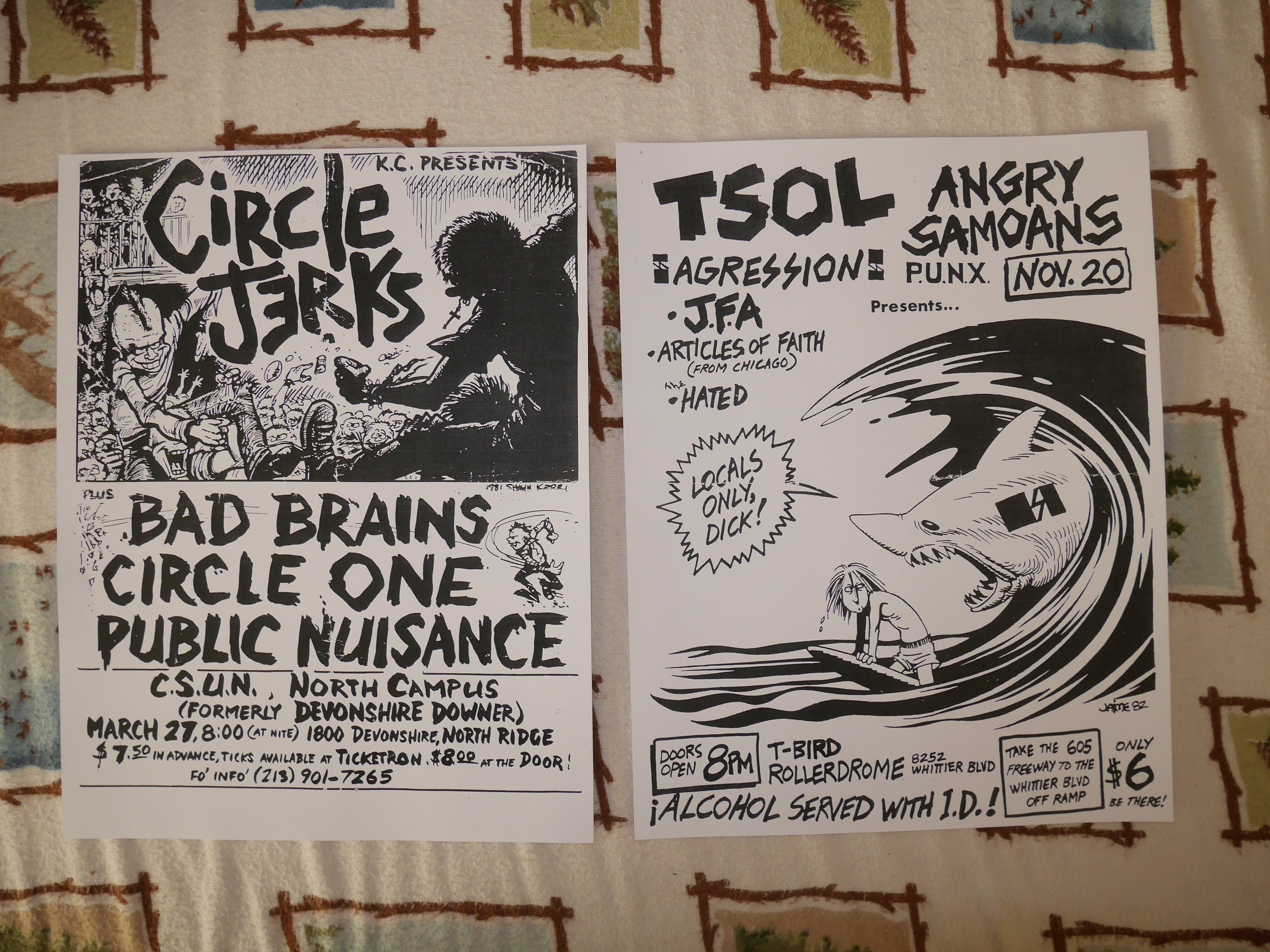 即発送 Circle Jerks ポスター 直筆サイン ゴリビス Vintage Punk Rock Posters Circle Jerks TSOL Bad Brains Early 1980s