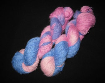 Alpakalacegarn 100g handgefärbt rose-blau