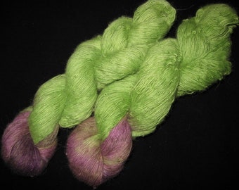 Alpakalacegarn handgefärbt 100 g grün-lila-pflaume