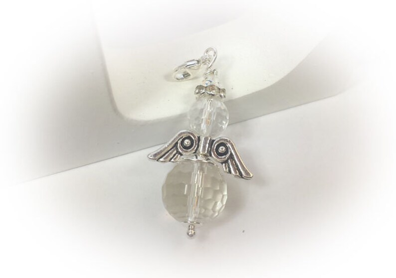 Angel pendant made of rock crystal clarity lucky charm talisman energy jewelry Reiki Yoga themed jewelry energy power image 2