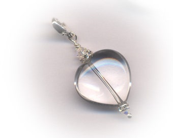 Pendentif Charms * coeur cristal de roche * Argent 925 - porte-bonheur talisman énergie bijoux Reiki Yoga sur le thème bijoux énergie puissance