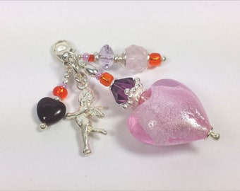 Pendant "Amor" - 925 silver, rose quartz - lucky charm talisman energy jewelry Reiki Yoga themed jewelry energy power