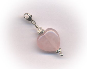 Pendentif Charms * coeur quartz rose * 15/40 mm - porte-bonheur talisman énergie bijoux Reiki Yoga bijoux sur le thème énergie énergie