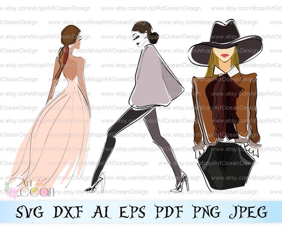 Artocean Women Fashion Dress Wearing Clip Art Digital Clip Art Etsy