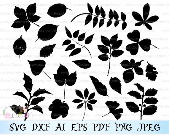 Artocean Black Leaf Leaves Clip Art Digital Clip Art Images Etsy