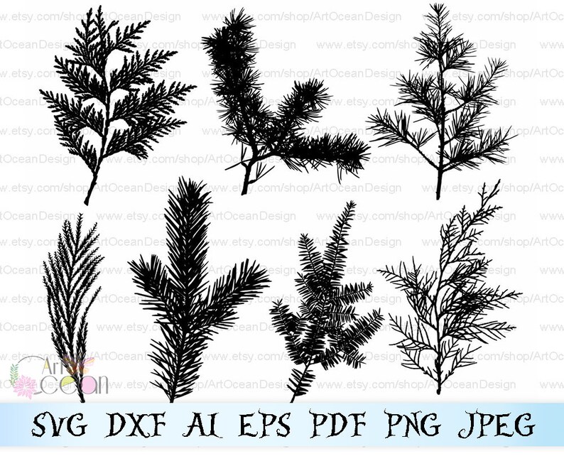 Artocean Black Branches Pine Tree Clip Art Digital Clip Art Etsy