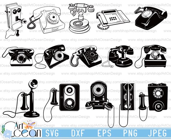 Artoceantelephones Svgold Telephones Svgtelephones Clip Etsy