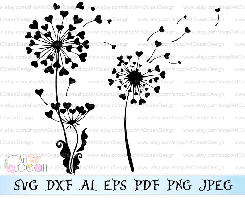 Artocean Black Dandelion Plants Clip Art Digital Clip Art Etsy