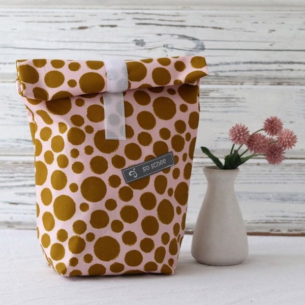 Lunchbag "Ocré dots on soft rose"