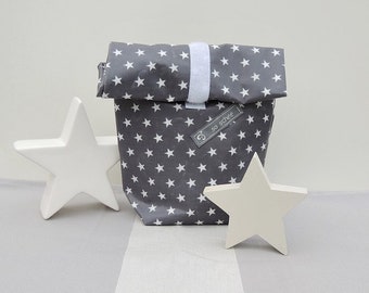 Lunch bag "White stars on gray"