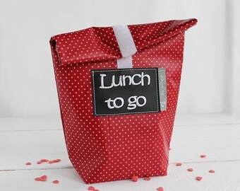 Lunchbag "Minidots" mit gesticktem Schriftzug