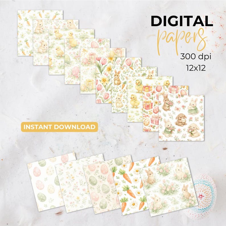 Easter Digital Paper Bundle | Seamless Watercolor Easter Patterns ...