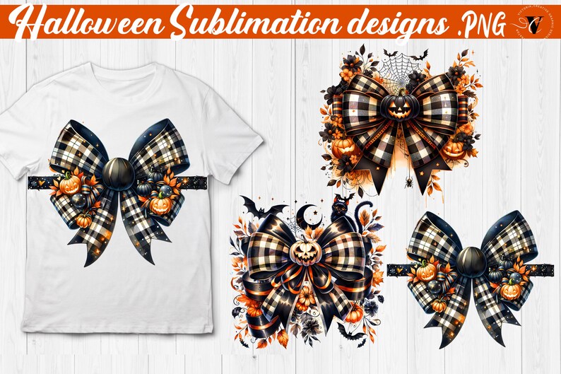 Halloween Bow Clipart Bundle | 32 PNG Buffalo Plaid Bows | Spooky ...