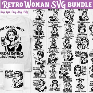 Retro vrouw SVG-bundel | Sarcastische huisvrouw svg