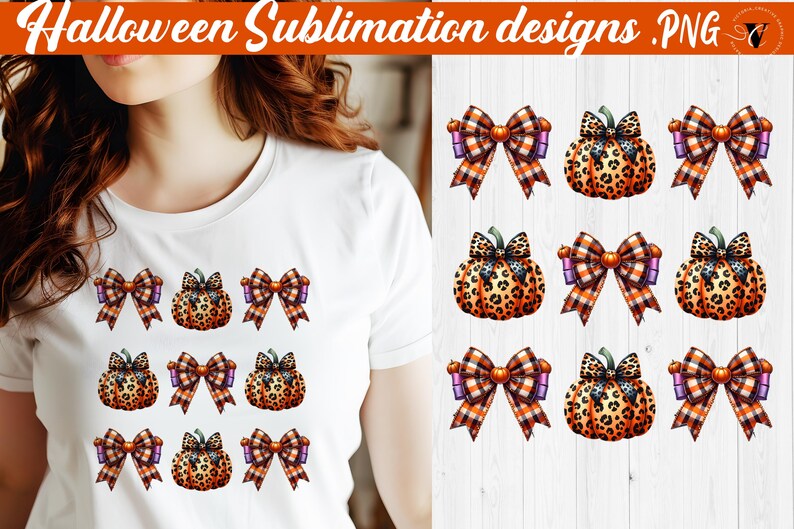 Halloween Bow Clipart Bundle | 32 PNG Buffalo Plaid Bows | Spooky ...