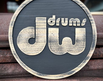 Dw drum workshop wood carved sign drum sign