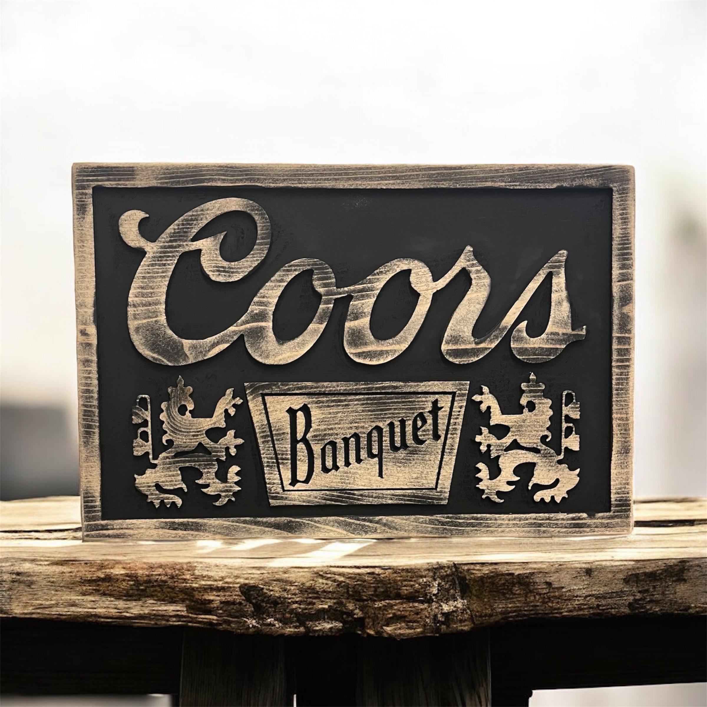 Coors Banquet Wooden Engraved Beer Sign Pub Sign Wood Carved - Etsy