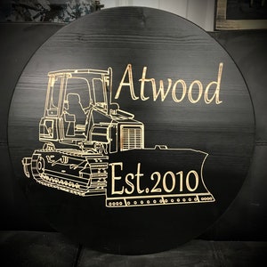 Personalized Dozer construction wood carved sign
