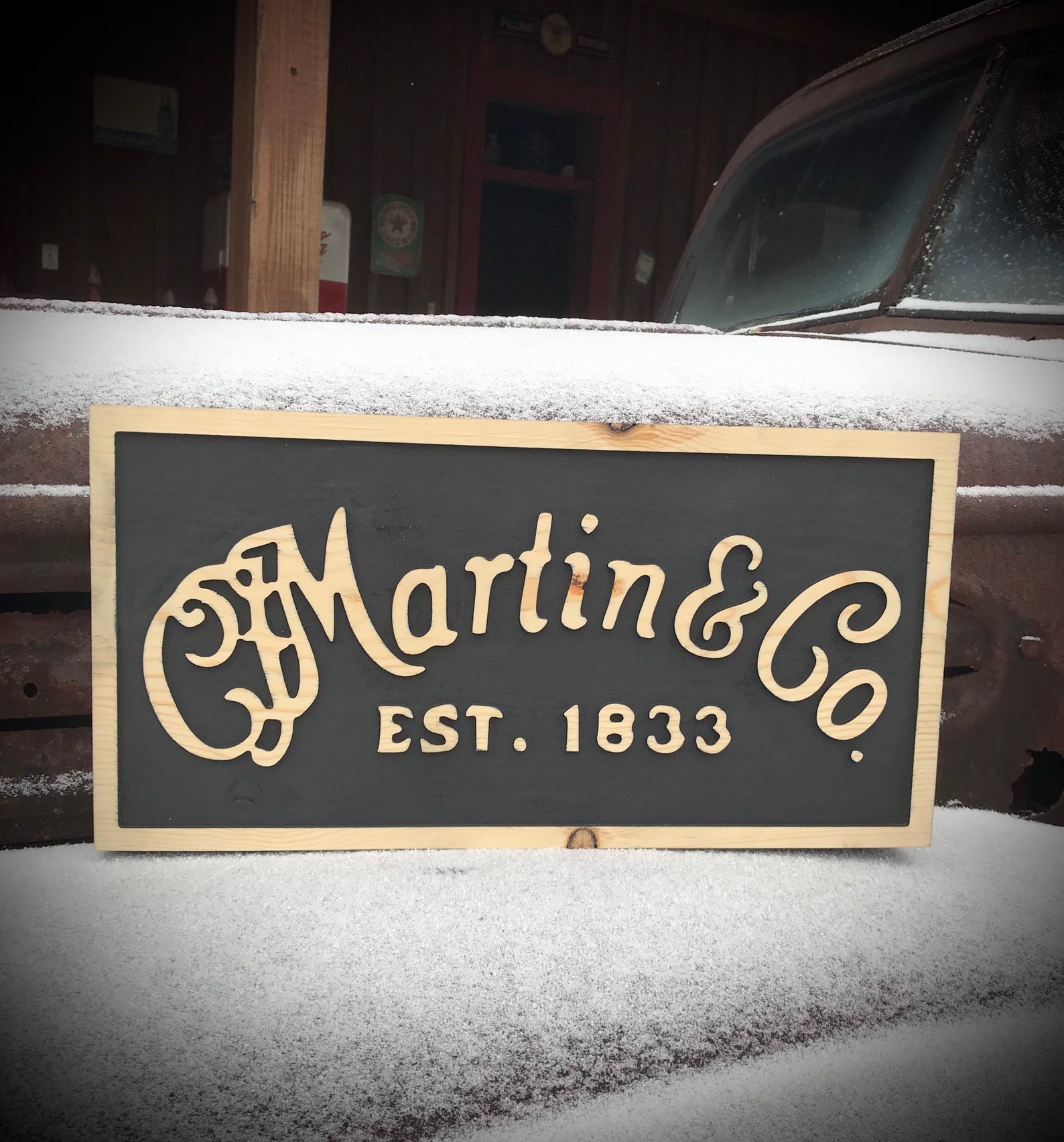 Martin Guitar Sign Wood Carved Sign Cf Martin Etsy