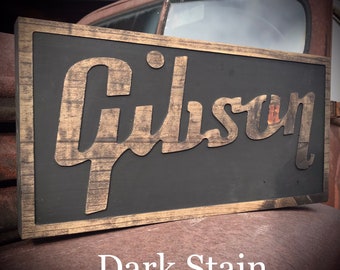 Gibson guitar sign wood carved sign