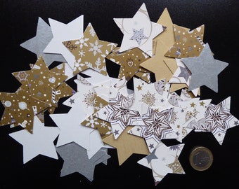 40 handgestanzte Sterne verschiedene Muster Tischdeko Girlande Fensterschmuck