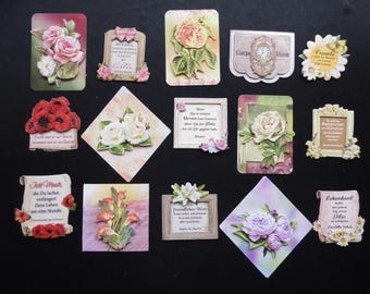 15 fertige 3D Motive Sprüche Blumen Karten basteln verschiedene Anlässe