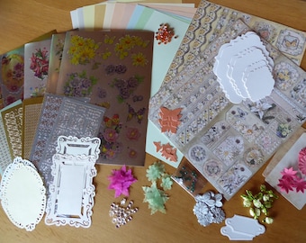 Bastelset Journal Stanzteile Papierstücke Papierabschnitte Karten basteln Zierdeckchen Halbperlen Stickerbögen - Einzelset