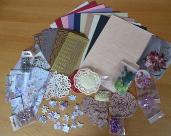 Bastelset Journal Stanzteile Papierstücke Papierabschnitte Karten basteln Zierdeckchen Halbperlen Stickerbögen - Einzelset