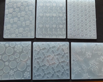 6 Prägefolder prägen Empossing Papier gestalten Karten basteln weihnachtliche- winterliche Motive