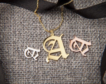 Custom OLD ENGLISH initial necklace - Old English initial Personalised Necklace - Tiny inital Necklace - Gift for Her