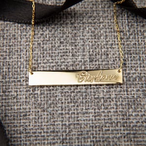 Bar Name Necklace - Bar Necklace - Script Name Necklace - Modern Name Necklace - Gift for Her - Wedding Gift - Tiny Necklace