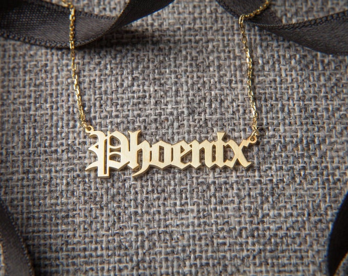 Custom OLD ENGLISH FONT name necklace - Old English Personalised Necklace - Tiny Name Necklace - Gift for Her