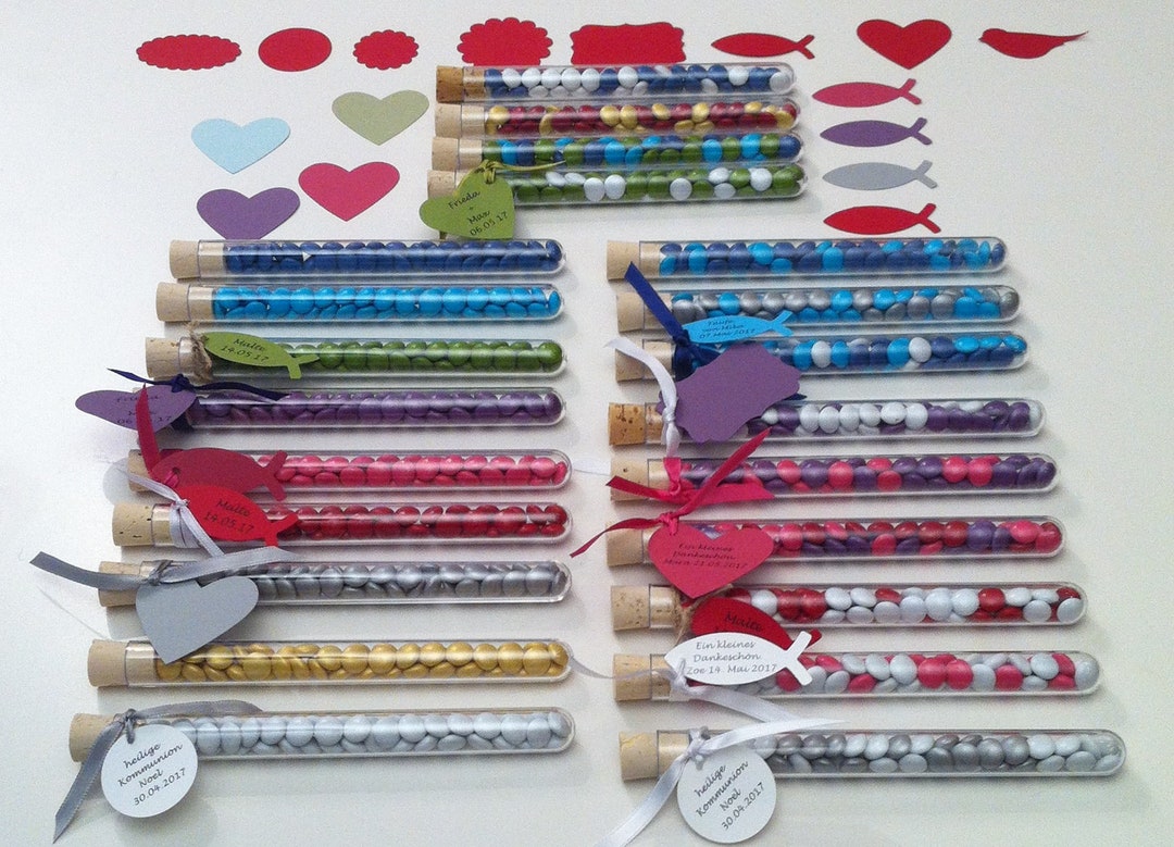 10 x Gastgeschenke Give aways im Reagenzglas Hochzeit, verschiedene